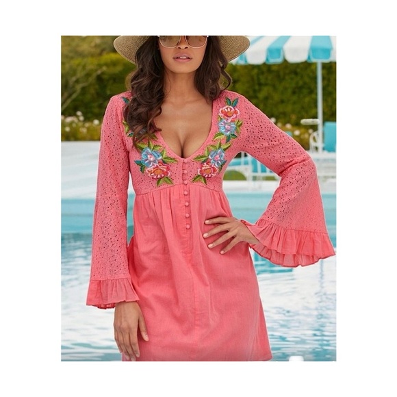 Boston Proper Lace Embroidered Mini Dress, NWOT, Size XXS - Picture 1 of 9